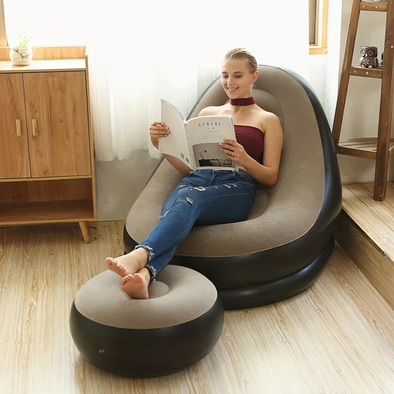 Inflatable Sofa with Footrest and Free Electric Pump
